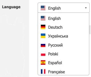 Обліковий запис користувача підтримує 9 мов