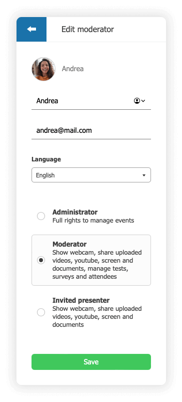 Comprehensive control for webinar moderators through flexible permissions